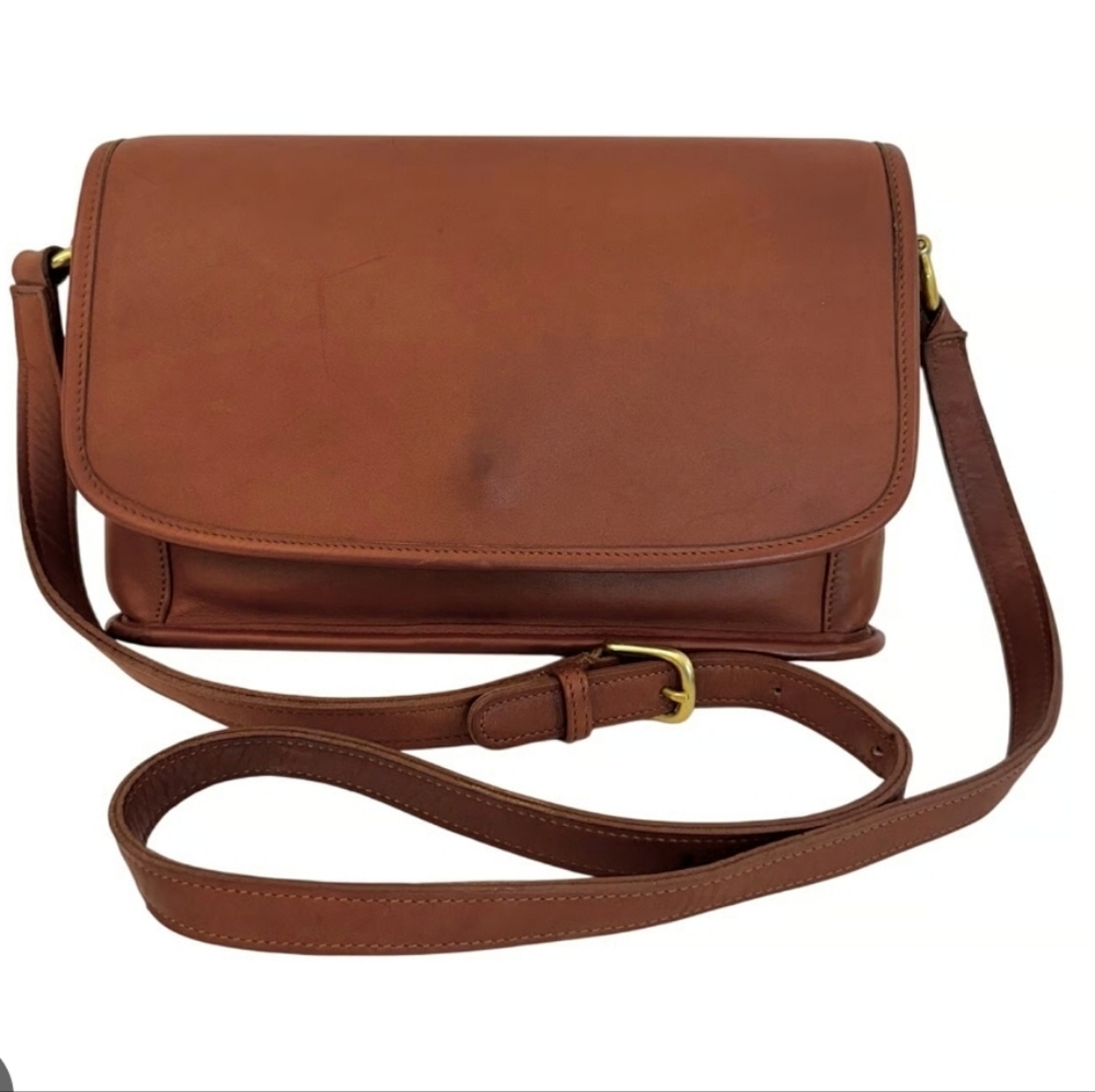 Coach Brown Leather Crossbody Bag with Gold Hardware